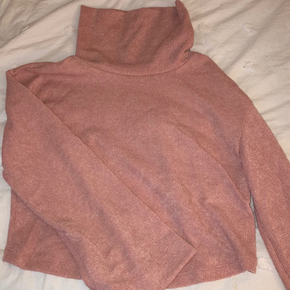 BRAND NEW Pink Turtleneck and Open Back Cropped Sweater
